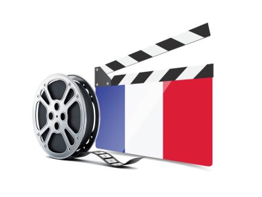 Film Makara ve Yönetmen Cut bayrak ile Fransa Sinema Clapboard - 3d İllüstrasyon