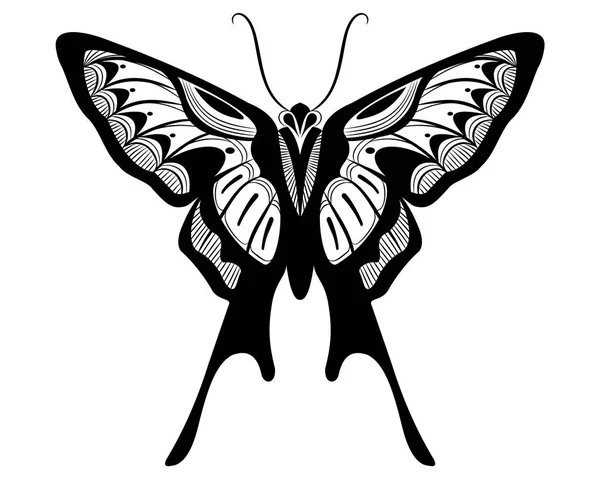 Swallowtail Butterfly Vector Art Stencil Para Tatuaje Camiseta Imprimir — Archivo Imágenes Vectoriales