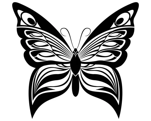 Plantilla Arte Vectorial Mariposa Para Tatuaje Impresión Camiseta — Archivo Imágenes Vectoriales
