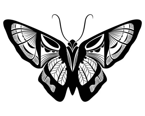 Plantilla Arte Vectorial Mariposa Para Tatuaje Impresión Camiseta — Vector de stock