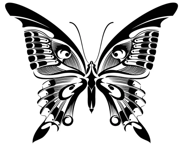 タトゥー シャツの豪勇蝶ベクトル アート ステンシル印刷します — ストックベクタ