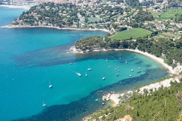 View Cassis Town Cap Canaille Rock Mediterranean Sea Route Des — Stock Photo, Image