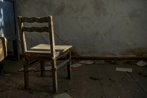 Children Chair Abandoned House Chernobyl Exclusion Zone — Stock Photo, Image