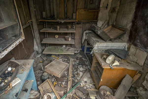 mess in the abandoned house of the Chernobyl exclusion zone