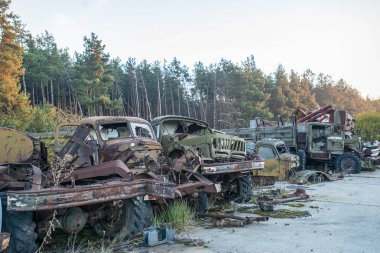 kaza tasfiye katıldı radyoaktif technik terk edilmiş. askeri ve itfaiye araçları