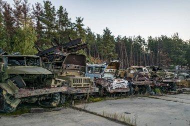 kaza tasfiye katıldı radyoaktif technik terk edilmiş. askeri ve itfaiye araçları