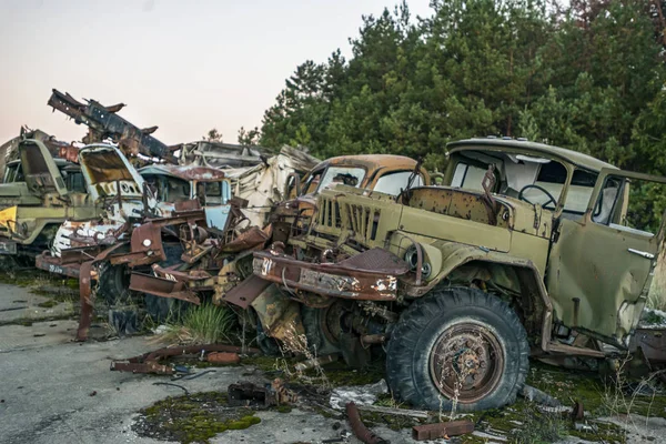 Técnica Radioactiva Abandonada Que Participou Liquidação Acidente Caminhões Militares Bombeiros — Fotografia de Stock