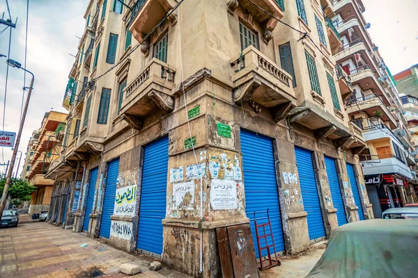 2018 Alexandria Egypt Kind Corner Old House Bright Blue Doors — Stock Photo, Image