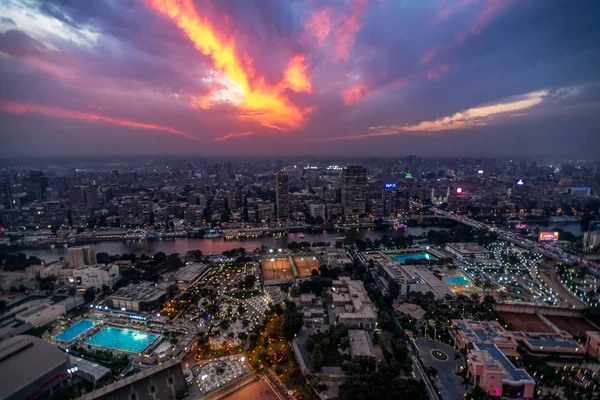 2018 Cairo Egypte Ongelooflijke Wolkenkrabber Uitzicht Stad Van Een Nacht — Stockfoto