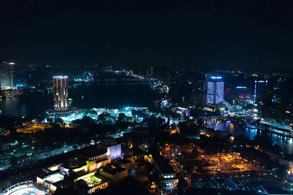 2018 Kair Egipt Niesamowity Drapacz Widok Miasta Nocy Dużą Ilością — Zdjęcie stockowe