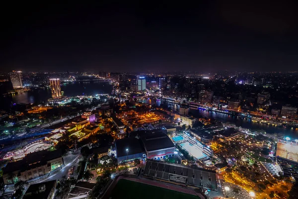 2018 Cairo Egipto Increíble Vista Rascacielos Una Ciudad Nocturna Con — Foto de Stock