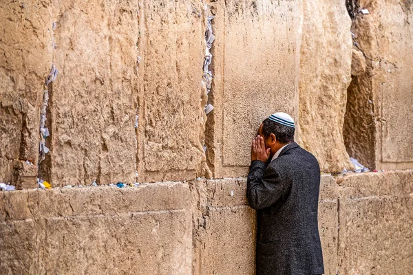 Believing Jew Praying Wall Crying — Stock Photo, Image