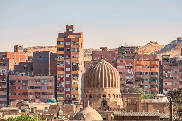 View Ancient Minarets Tombs City Dead Sunny Day Cairo — Stock Photo, Image