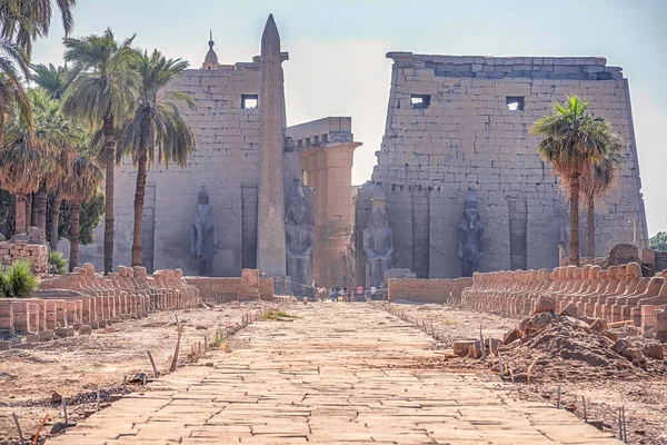 2018 Luxor Egipto Avenida Esfinge Corazón Antigua Ciudad Que Sido — Foto de Stock