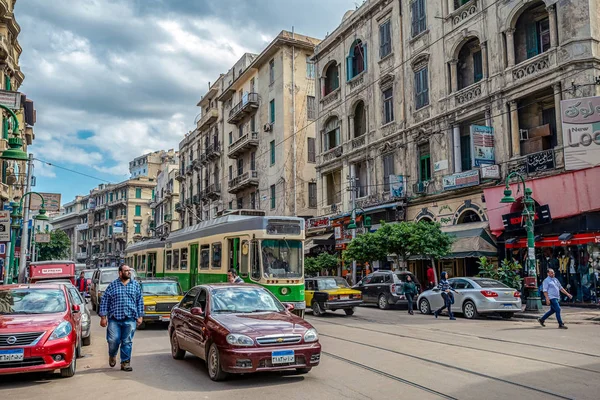 2018 Alexandria Egypten Gatorna Gammal Afrikansk Stad Fylld Med Människor — Stockfoto