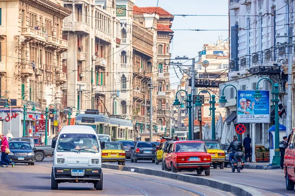 2018 Alexandria Egypten Ljusa Och Färgglada Gatorna Gammal Afrikansk Stad — Stockfoto