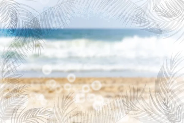 Fundo Verão Borrado Com Areia Mar Para Relaxante Durante Férias — Fotografia de Stock