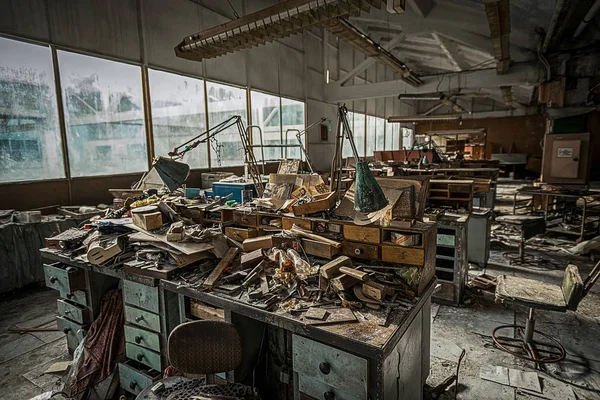 Desorden Lugar Trabajo Fábrica Lanzada Tiempos Unión Soviética — Foto de Stock