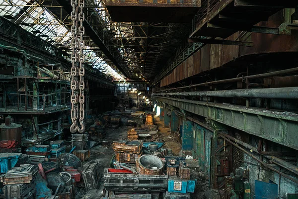 Enorme Taller Planta Metalúrgica Abandonada Época Soviética — Foto de Stock