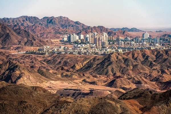 Uitzicht Vanaf Bergen Naar Het Resort Stad Van Eilat — Stockfoto