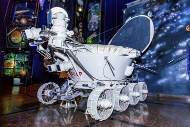 23/03/2019 Jitomir, Ukrayna, Uzay Müzesi Sovyet Lunokhod kurulumu