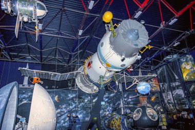 03/23/2019 Jitomir, Ukrayna, Uzay Müzesi'nde Sovyet uzay Soyuz 27 kurulumu