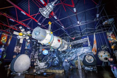 03/23/2019 Jitomir, Ukrayna, Uzay Müzesi'nde Sovyet uzay Soyuz 27 kurulumu