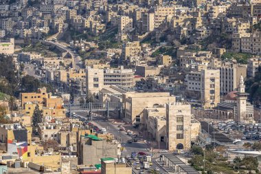 02/18/2019 Amman, Ürdün, Orta doğuda büyük bir şehir çatılar bir görünüm. Süper nüfusun Müslüman şehir