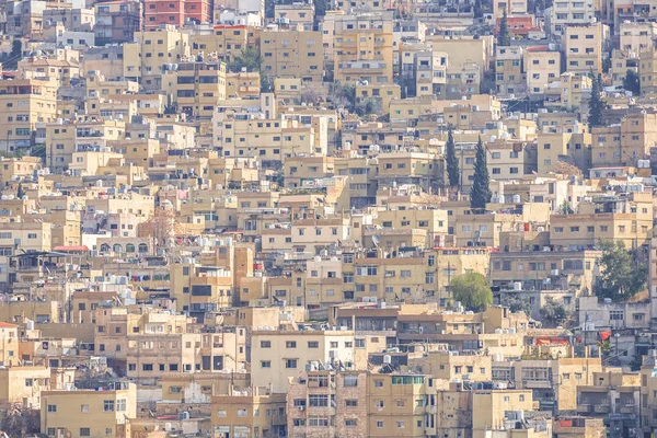 02/18/2019 Amman, Jordan, a view on the roofs of a huge city in the Middle East. A super-populated Muslim city