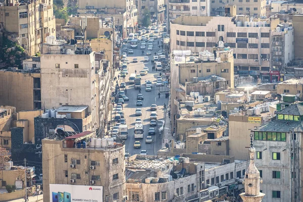 02/18/2019 Amman, Jordan, a view on the roofs of a huge city in the Middle East. A super-populated Muslim city