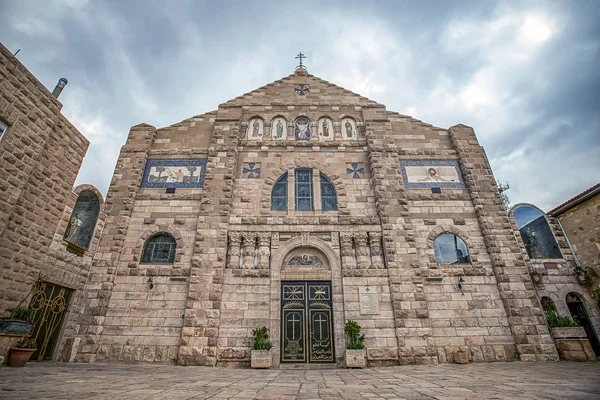 2019 Madaba Jordânia Vista Sobre Fachada São João Batista Igreja — Fotografia de Stock