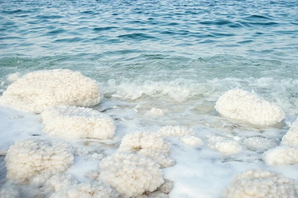 Incrivelmente Bonito Litoral Mar Morto Com Água Azul Cristais Brancos — Fotografia de Stock