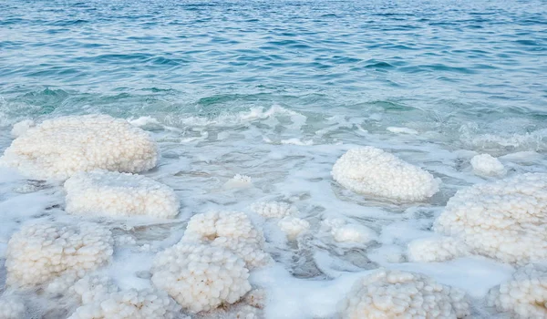 Incrivelmente Bonito Litoral Mar Morto Com Água Azul Cristais Brancos — Fotografia de Stock