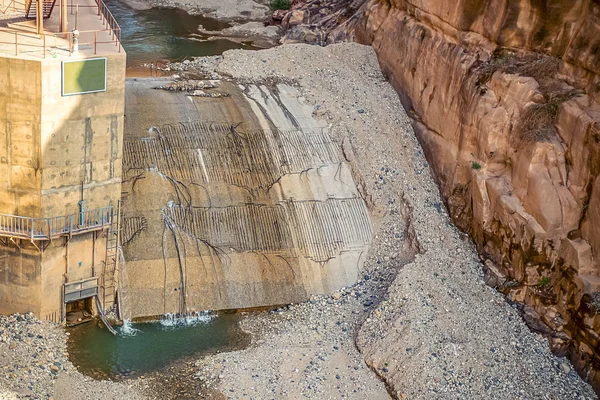 Torr Floden Wadi Mujib Canyon Och Dammen Dåligt Skick Som — Stockfoto