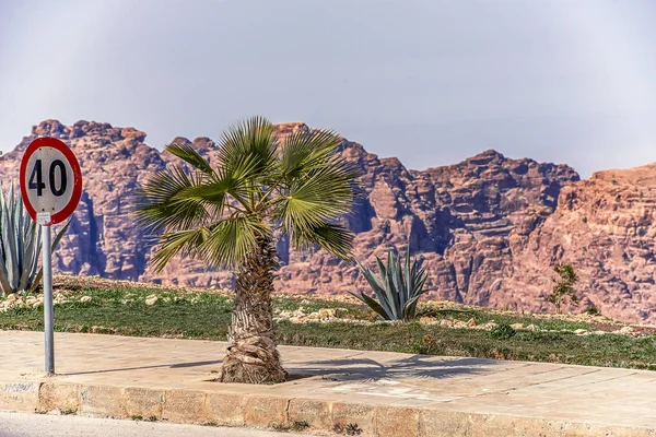 Utsikt Över Petra Panorama Från Observationsdäck Utkanten Centrum Wadi Musa — Stockfoto