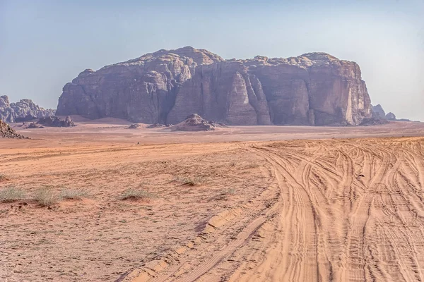 Increíble Paisaje Lunar Wadi Rum Desierto Jordano Arena Roja Wadi — Foto de Stock