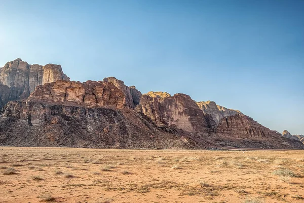 Increíble Paisaje Lunar Wadi Rum Desierto Jordano Arena Roja Wadi — Foto de Stock