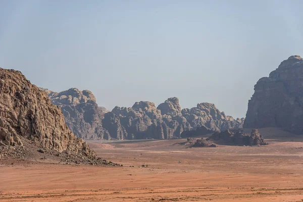 Increíble Paisaje Lunar Wadi Rum Desierto Jordano Arena Roja Wadi — Foto de Stock