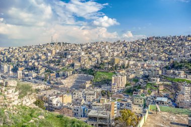 Görünüm Güney Roma Tiyatrosu Amman, Ürdün merkezinde-görüntü, seçici odak