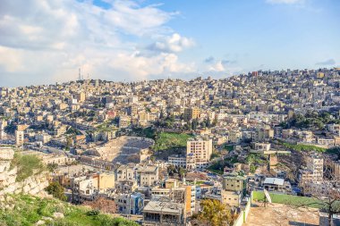 Görünüm Güney Roma Tiyatrosu Amman, Ürdün merkezinde-görüntü, seçici odak
