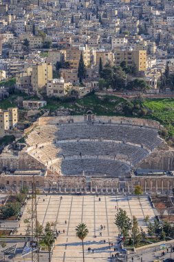 Görünüm Güney Roma Tiyatrosu Amman, Ürdün merkezinde-görüntü, seçici odak