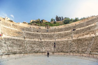 Görünüm Güney Roma Tiyatrosu Amman, Ürdün merkezinde-görüntü, seçici odak