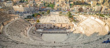 Görünüm Güney Roma Tiyatrosu Amman, Ürdün merkezinde-görüntü, seçici odak