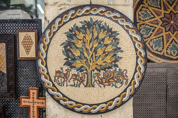 Albero Della Vita Mosaic Madaba Giordania — Foto Stock