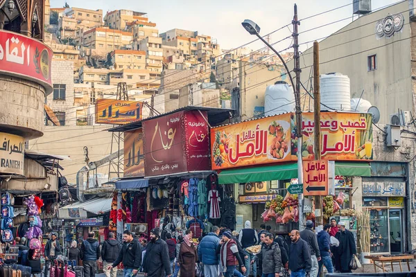 2019 Amman Jordan Schmutzige Straßen Der Arabischen Hauptstadt Mit Vielen — Stockfoto