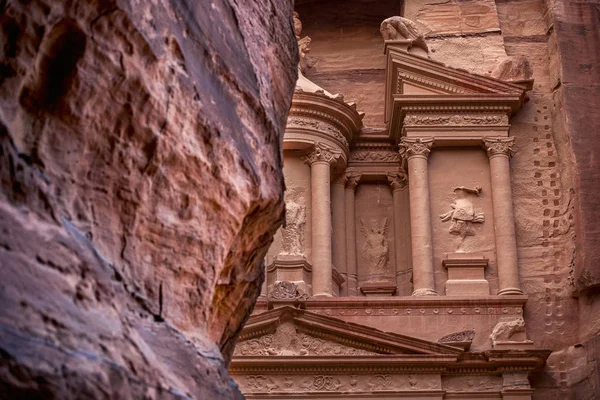 Otrolig Och Mystisk Titt Khazneh Grav Treasury Grav Petra Jordanien — Stockfoto