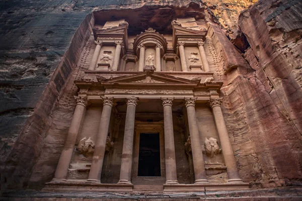 Otrolig Och Mystisk Titt Khazneh Grav Treasury Grav Petra Jordanien — Stockfoto