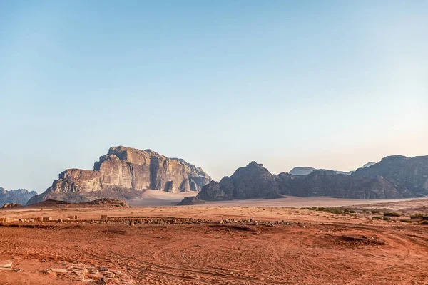 incredible lunar landscape in Wadi Rum in the Jordanian desert . Wadi Rum also known as The Valley of the Moon,  Jordan - Image