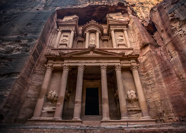 Incredibile Mistico Sguardo Alla Tomba Khazneh Tomba Del Tesoro Petra — Foto Stock