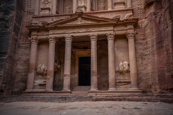 Regard Incroyable Mystique Sur Tombeau Khazneh Tombeau Trésor Petra Jordanie — Photo